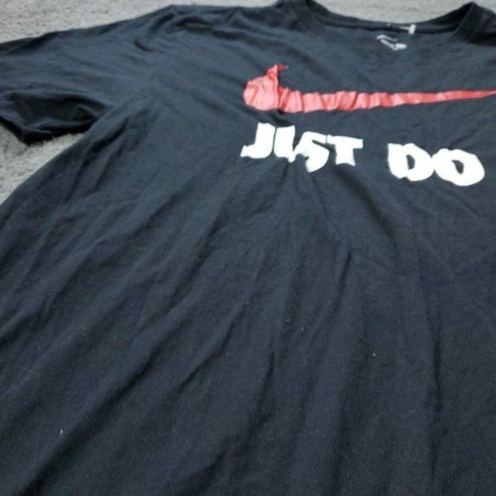 Nike Just Do It T-Shirt Mens Size XL Black Red Swoosh Short Sleeve - Picture 7 of 10
